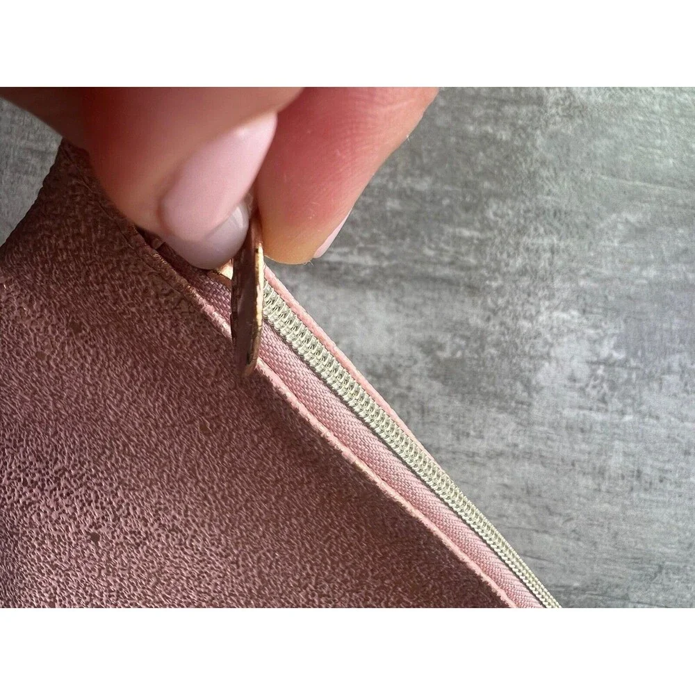 Rose Gold Shimmer Metallic Zipper Make Up Bag Case Wallet Clutch Travel Organize